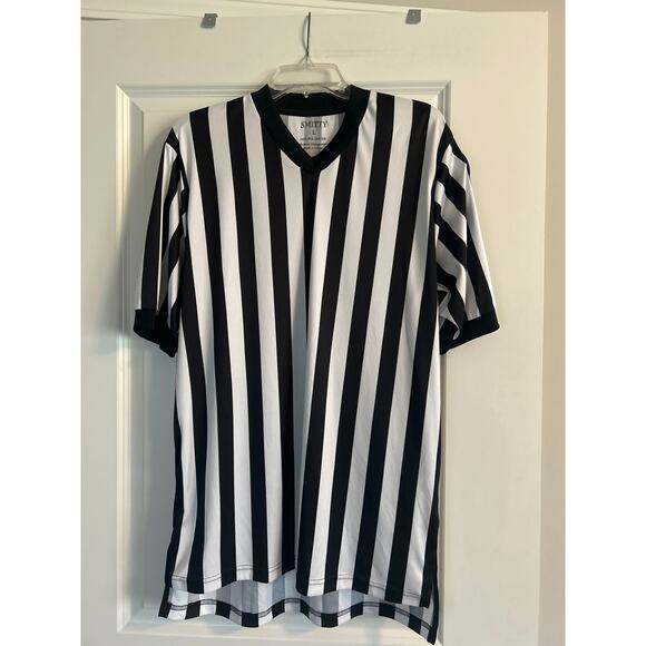 GUC Smitty Basketball Referee Shirt Short Sleeve V Neck Polyester Size Large - Picture 1 of 7